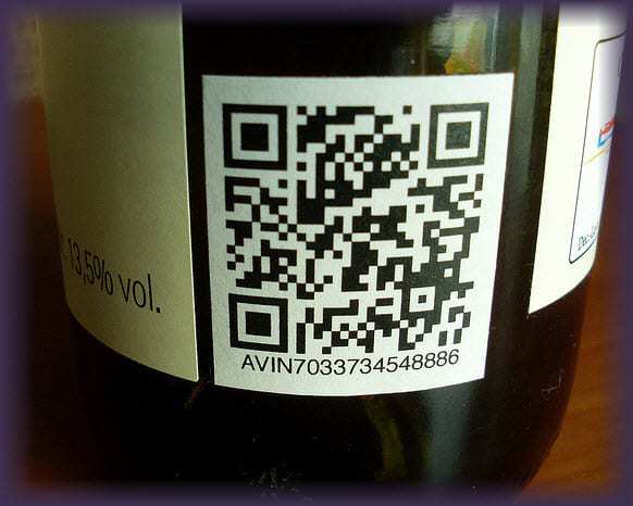 Example of QR Codes On Wine