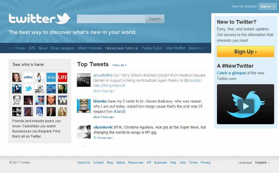 social media marketing Twitter Sign In Screen