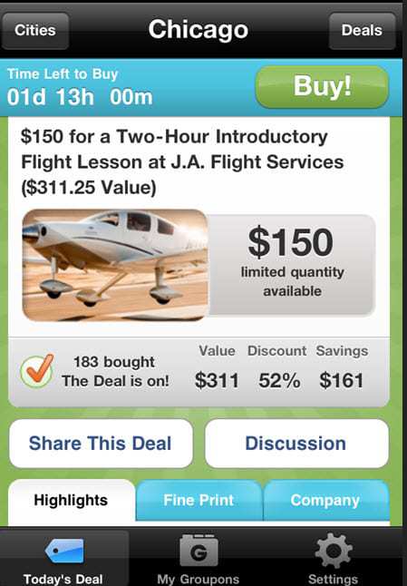 Current Groupon Free App Example