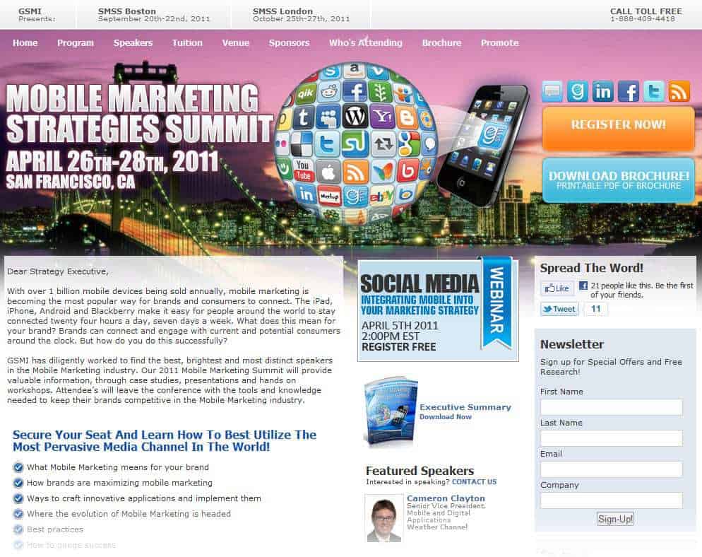 Snap Shot of Mobile Marketing Strategies Website