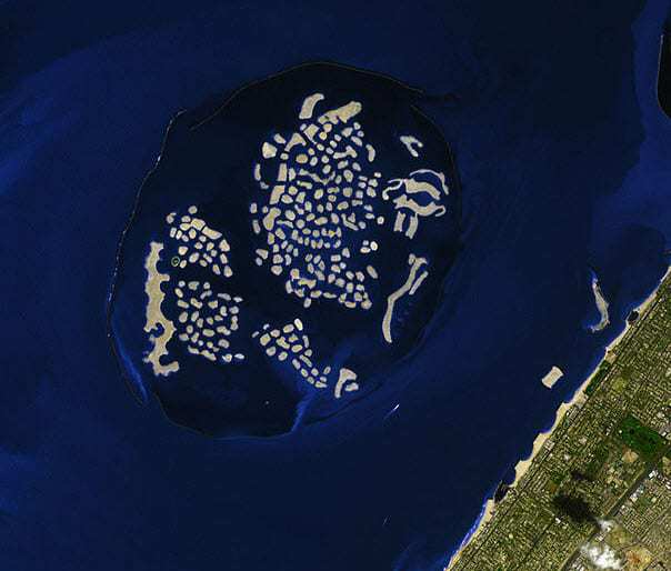 The world made up of man-made islands coast of Dubai