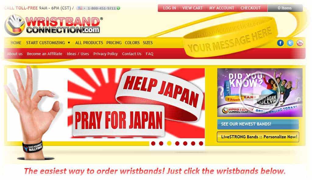 Snap Shot of WristbandConnection.com