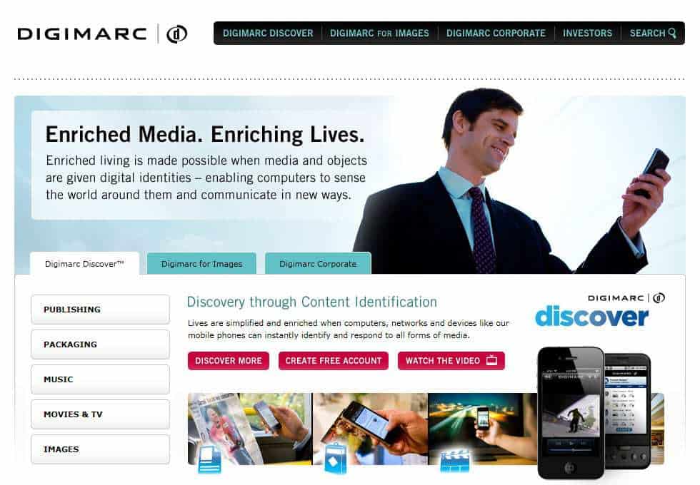 Digimarc.com Snap Shot