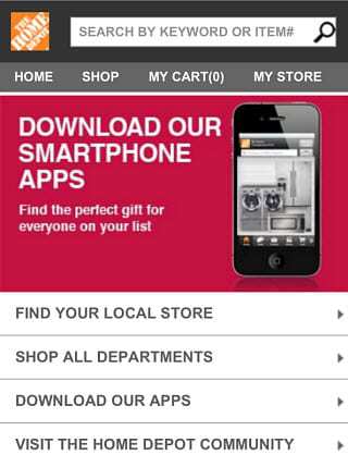 Home Depot Mobile Site