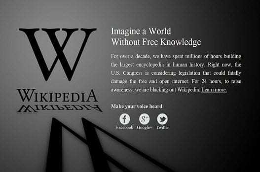 Wikipedia SOPA 2012 Blackout
