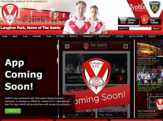 Snap Shot of Saints Rugby Club site