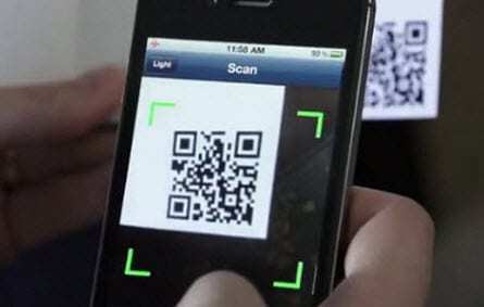 Smartphone scanning QR codes