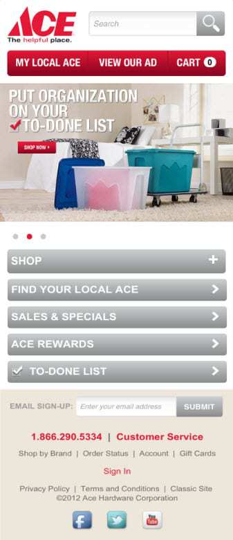 Mobile Commerce site for Ace Hardware