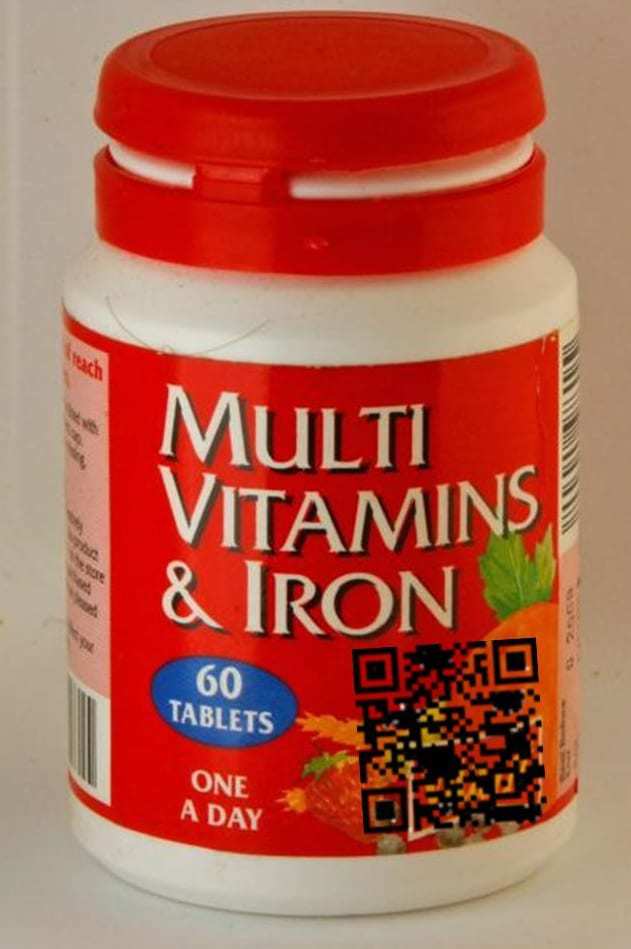 QR codes vitamins bottle label example
