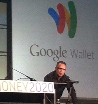 Mobile Payments - Peter Hazlehurst wearing Google Glass at Money 2020