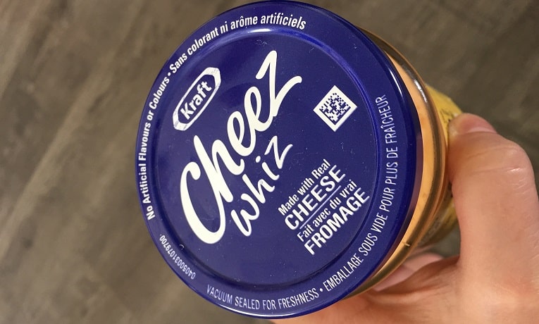 QR code labels - QR coce on Cheez Whiz container lid