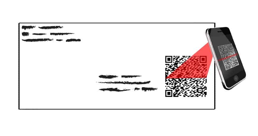 Unencrypted QR Code - Qr code being scanned on envelope