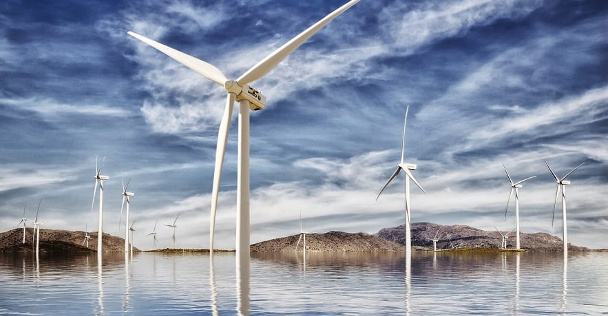 Largest offshore wind farm - wind turbines in water