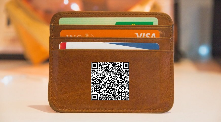 City Bank QR code - Wallet with credit cards and QR code