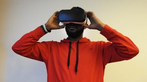 Virtual reality technology - man wearing VR headset