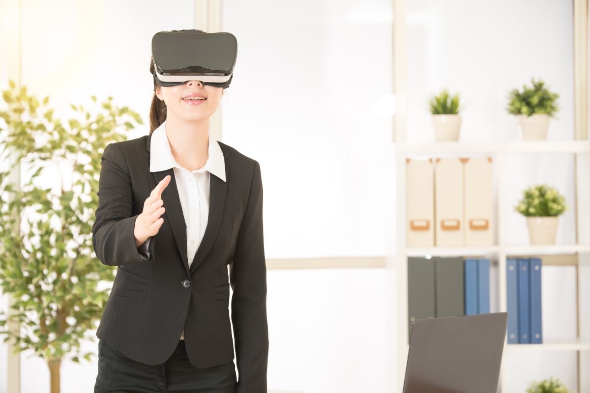 Virtual reality - woman with VR headset