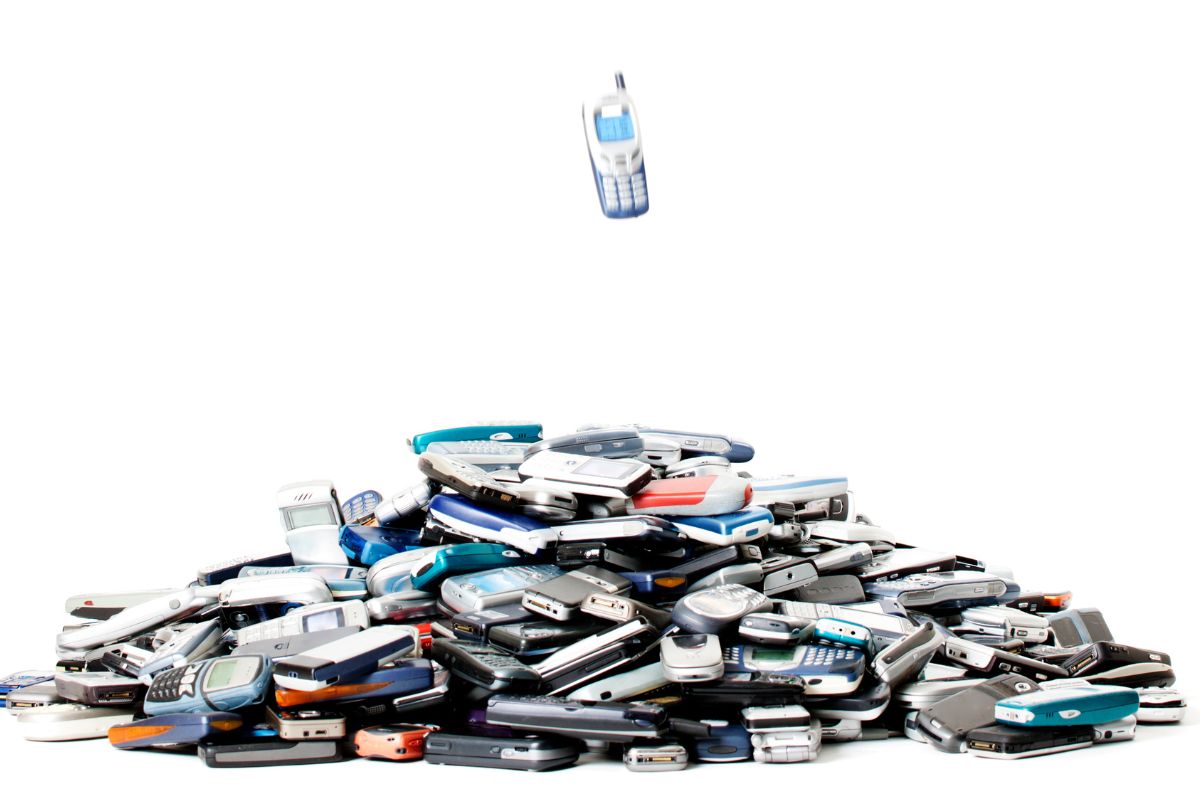 Pile of cell phones discarded