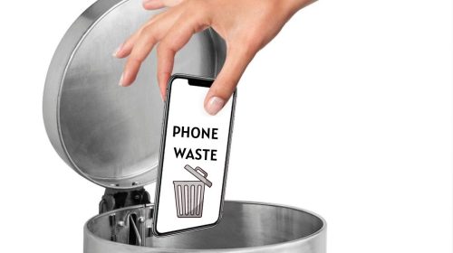 Electronic waste - person tossing mobile phone