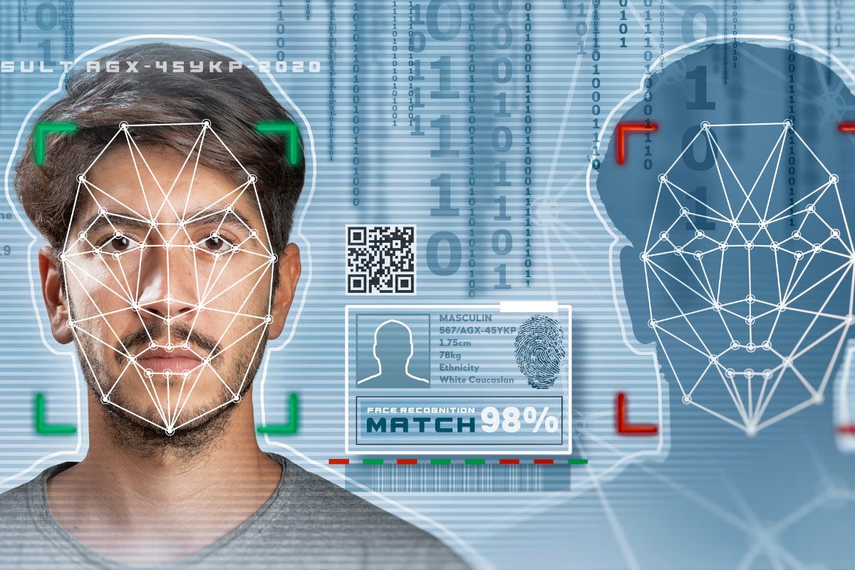Facial recognition technology - man being scanned