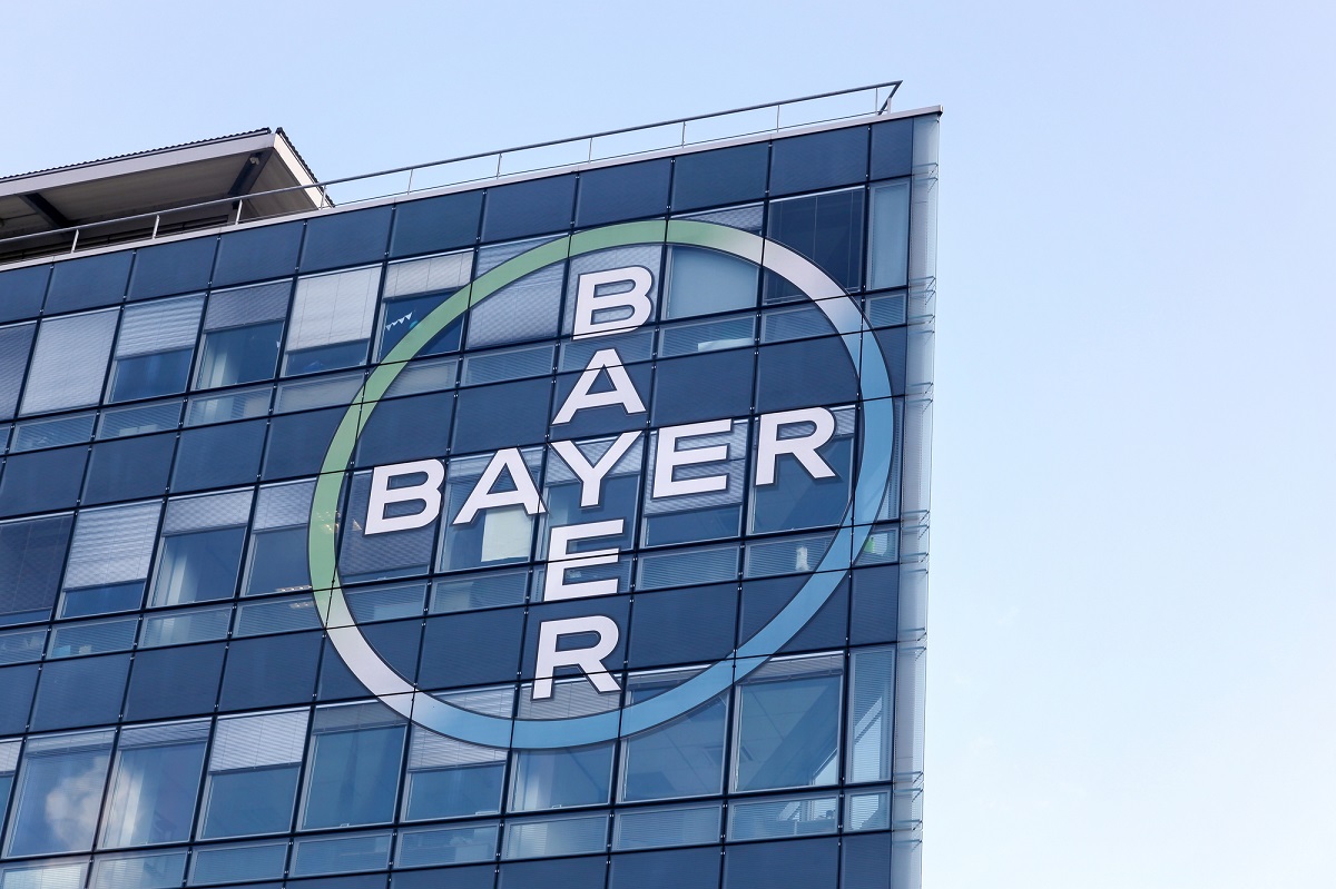 QR code to be used by Bayer - Bayer logo on building