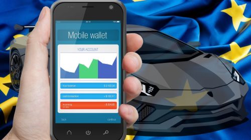 Mobile wallets - EU Flag - Car