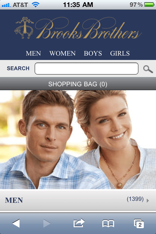 Brooks Brothers Mobile Website
