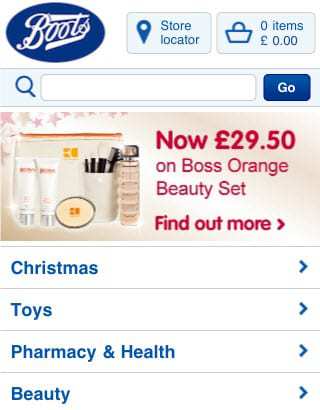 Boots.com Mobile Commerce Site