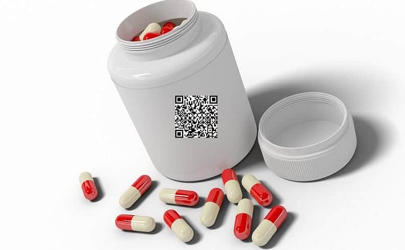 QR Code drug packaging - Pills and bottle