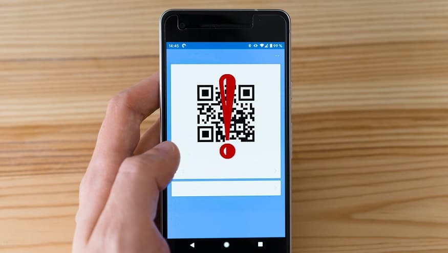 Scam QR codes - QR code on phone