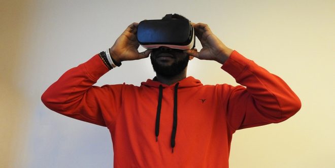 Virtual reality technology - man wearing VR headset