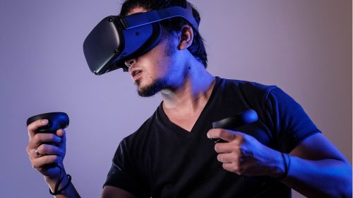 Virtual Reality technology - Person playing VR Game