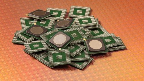 Chip shortage - pile of semiconductor chips