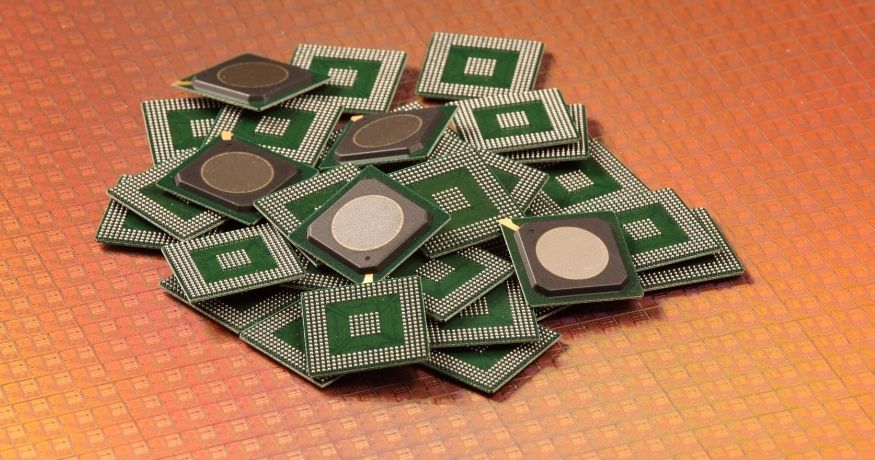 Chip shortage - pile of semiconductor chips