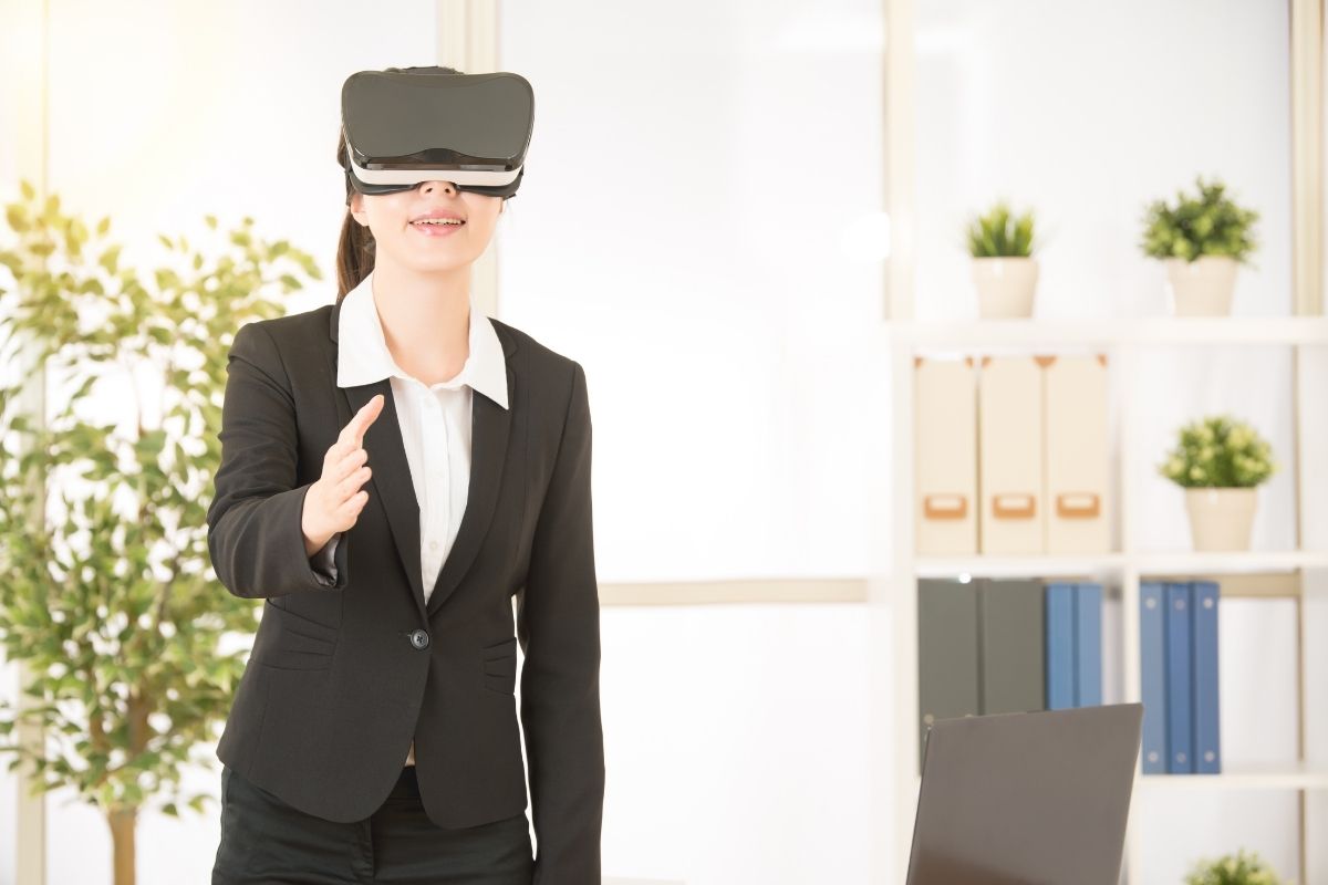 Virtual reality - woman with VR headset
