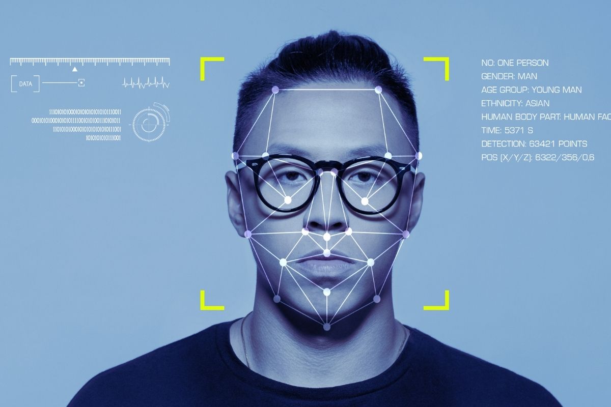 Facial recognition systems - Facial recognition used on man