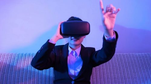 VR Meetings App - Person using VR headset