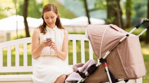 Smartphone use - Mother using phone