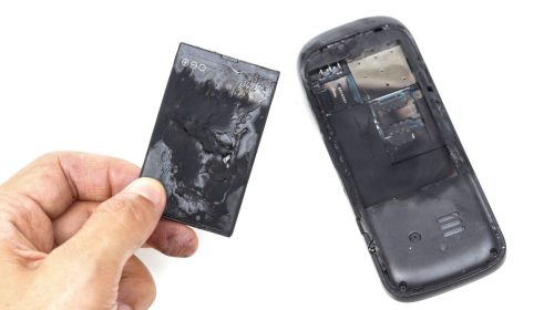 Old Gadgets - burned battery - phone