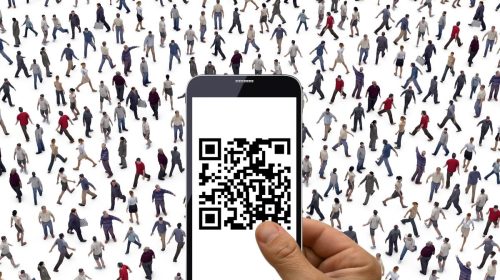 QR codes - Crowd of People - QR Code on Phone