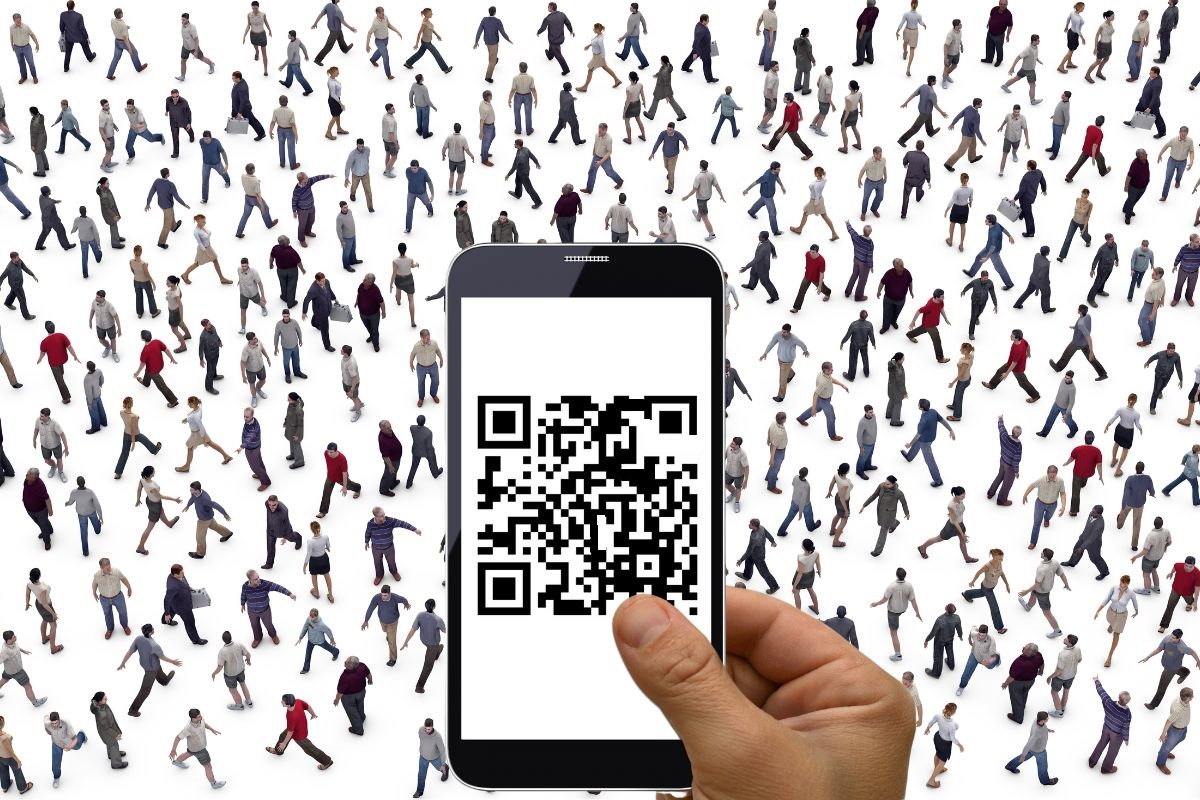 QR codes - Crowd of People - QR Code on Phone