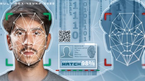 Facial recognition technology - man being scanned