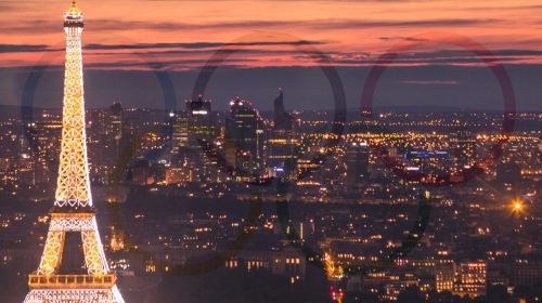 Facial recognition - Paris with olympic rings in background