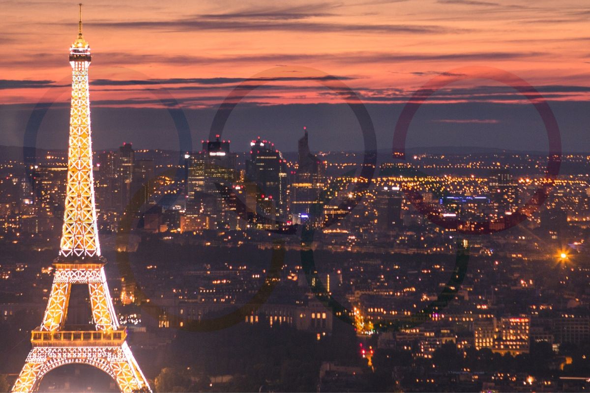 Facial recognition - Paris with olympic rings in background