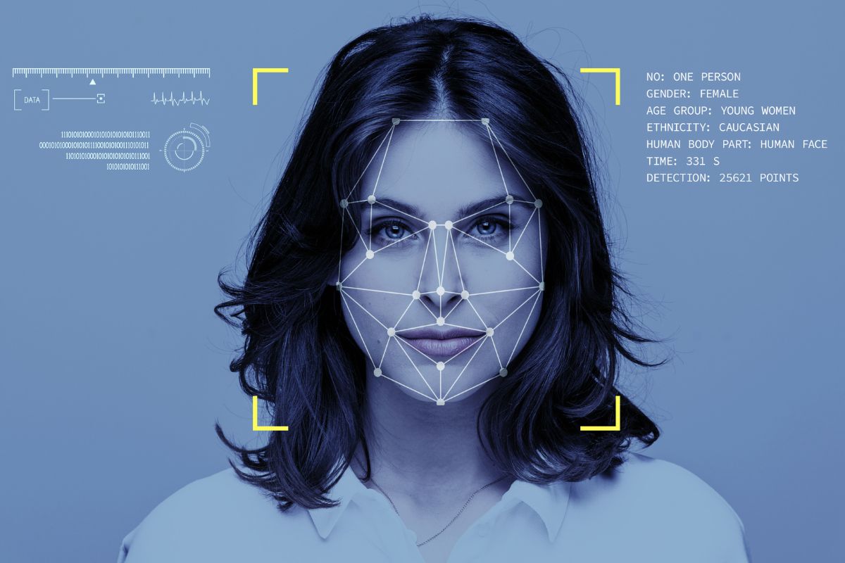 Facial recognition - Technology used on woman