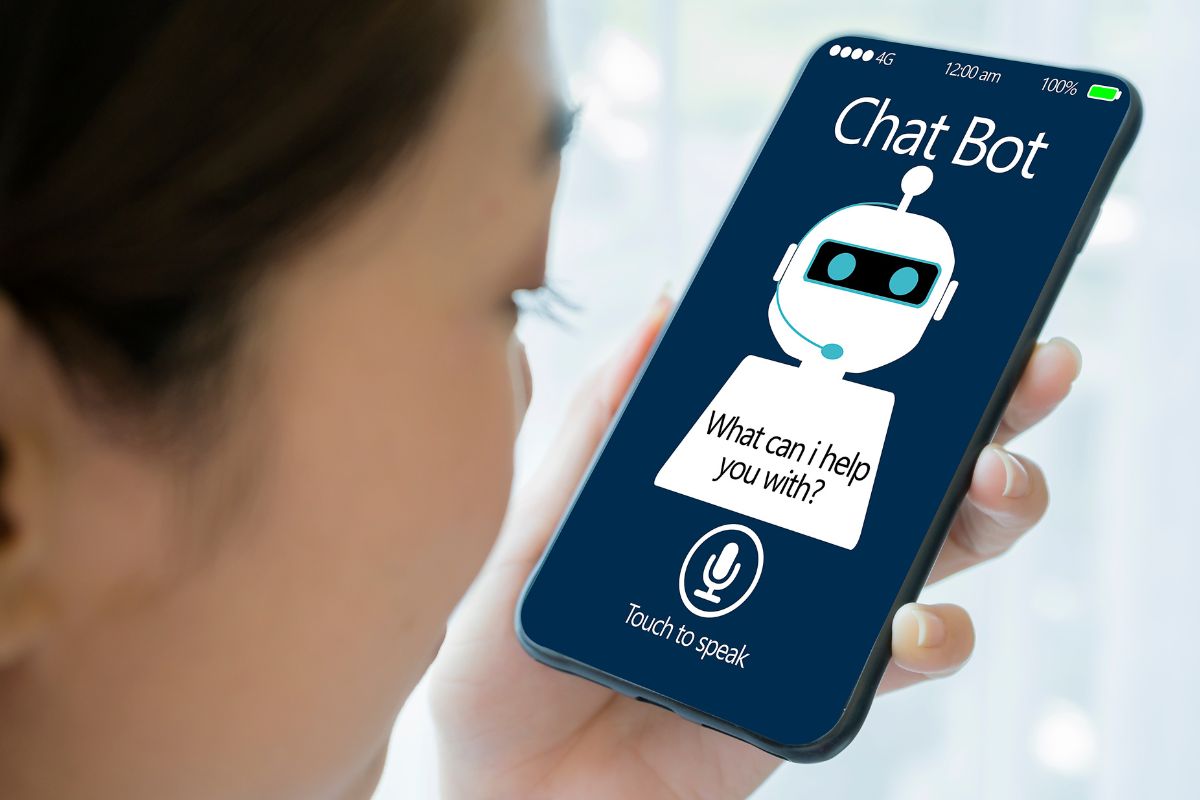 AI Chatbot - Person using mobile phone