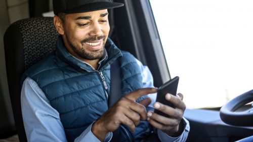 Mobile wallet - Truck Driver using Phone