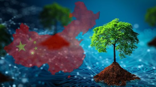 Green computing - Digital technology - green tree - China land flag