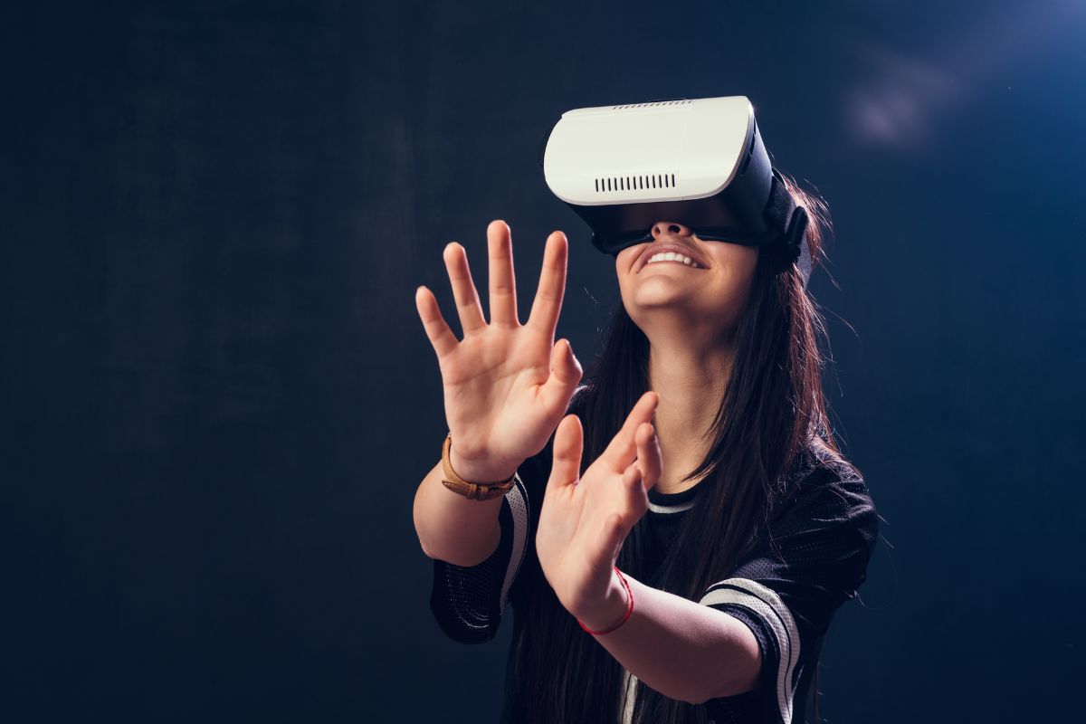 Virtual reality - young person waring VR headset