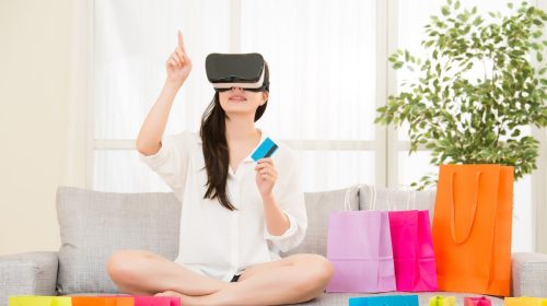 Virtual reality - Person Shopping wearing VR headset