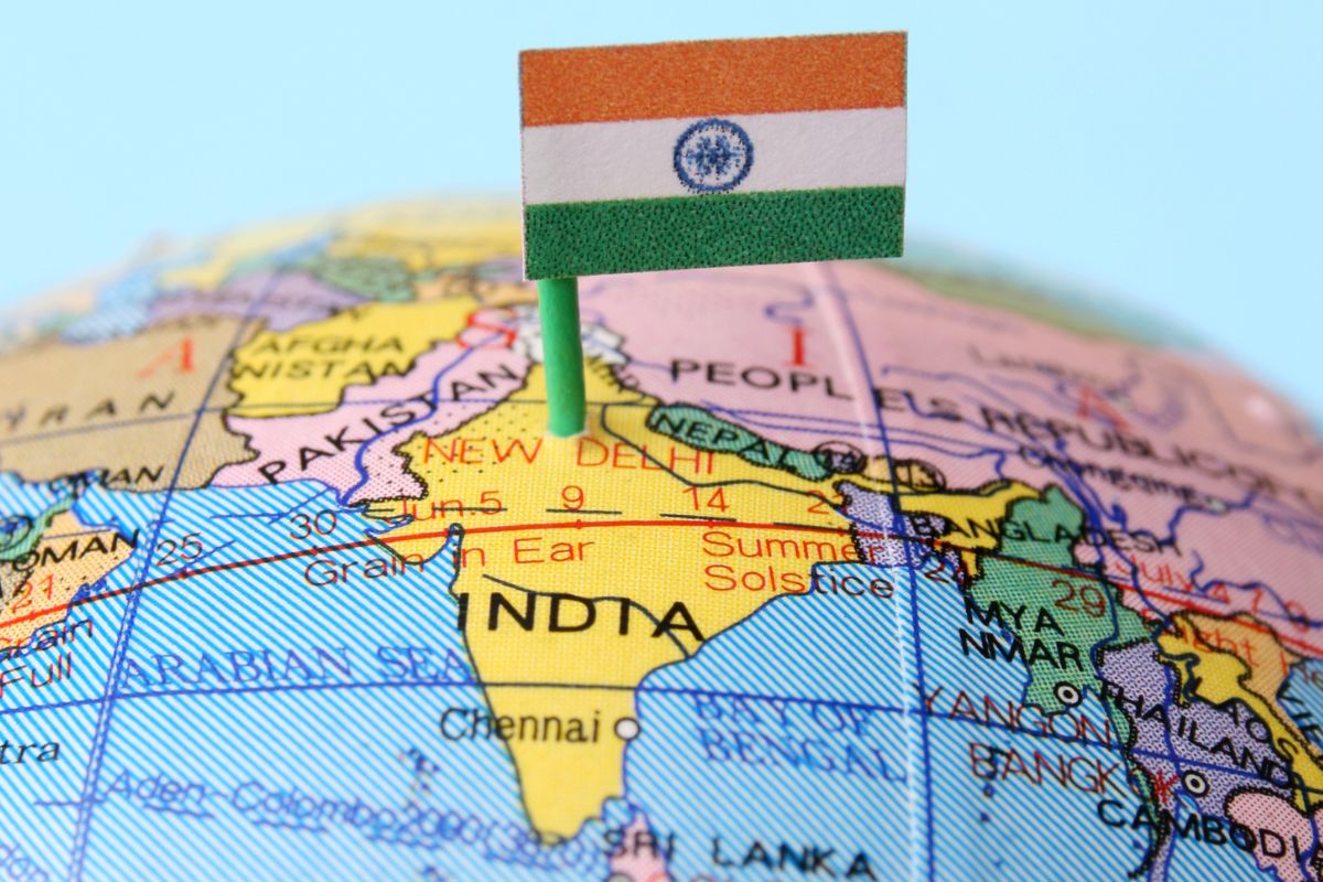 Smartphone model - India Flag and country on globe
